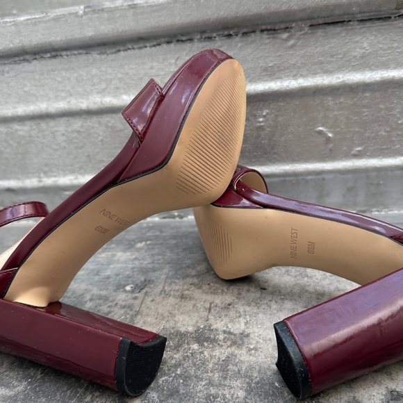 NINE WEST Dempsey 3 Platform Sandal Pumps in Patent Leather Red - Picture 14 of 15